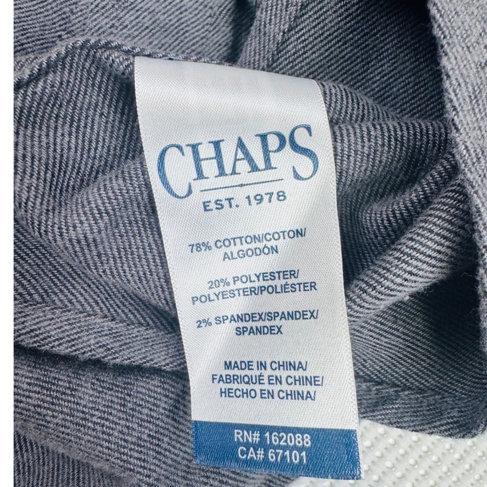 Chaps Mens 2XB Charcoal Grey Stretch Button Down Shirt Big & Tall NEW - Picture 7 of 13